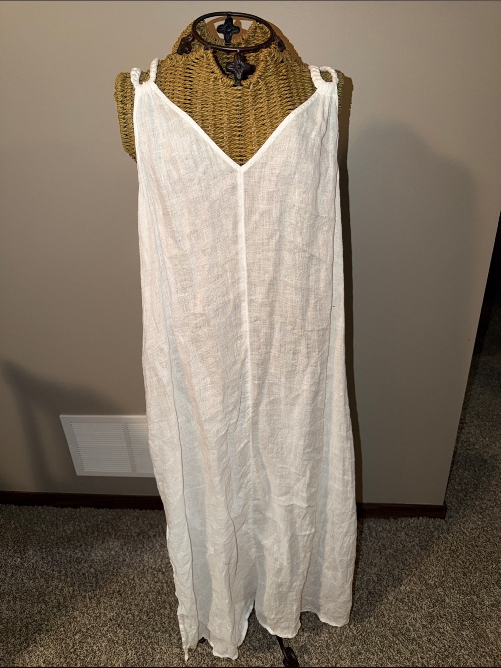 Rachel Zoe White Linen-Cotton V-Neck Maxi Slip